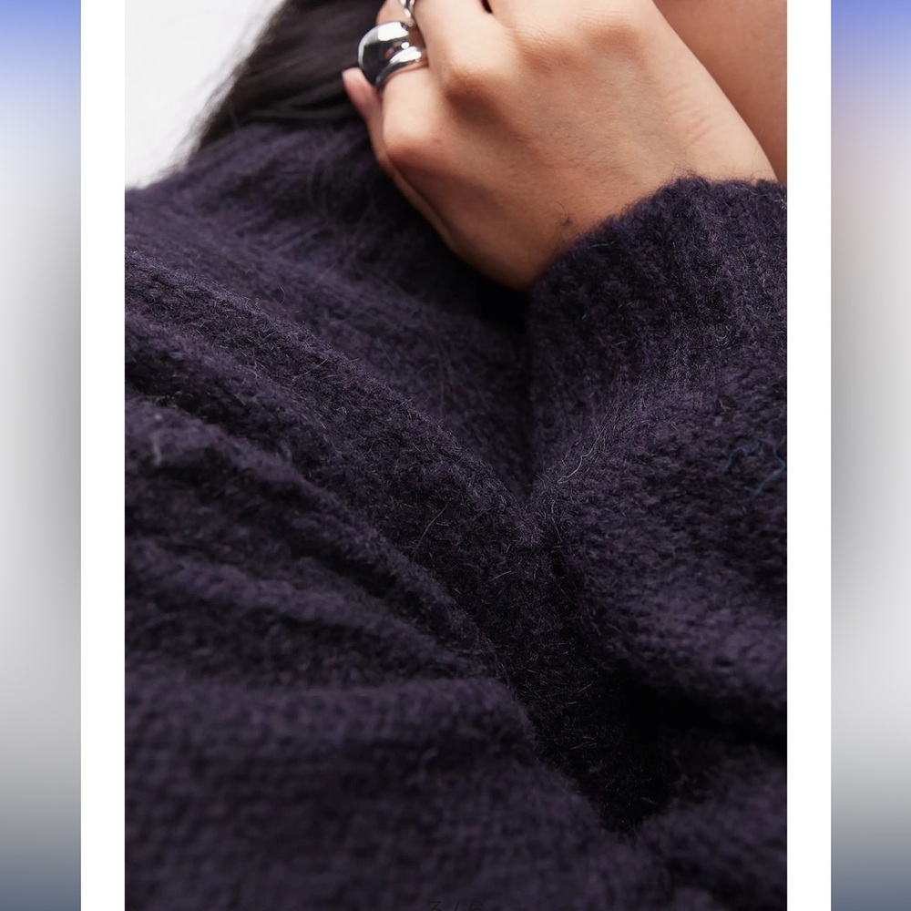 Topshop Dark Navy Women's Turtleneck Sweater - Picture 3 of 10